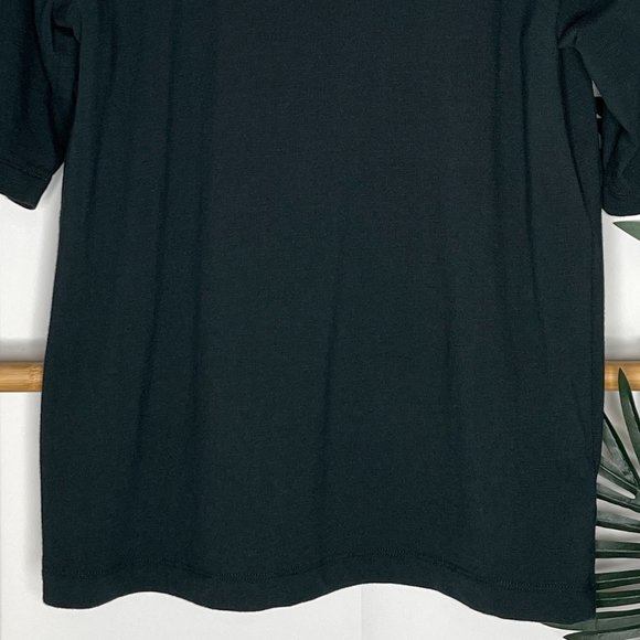 SOLD Trenery Dark Forest Green Mock Neck 1/2 Sleeve T-Shirt Top Size S Cotton - Picture 8 of 10